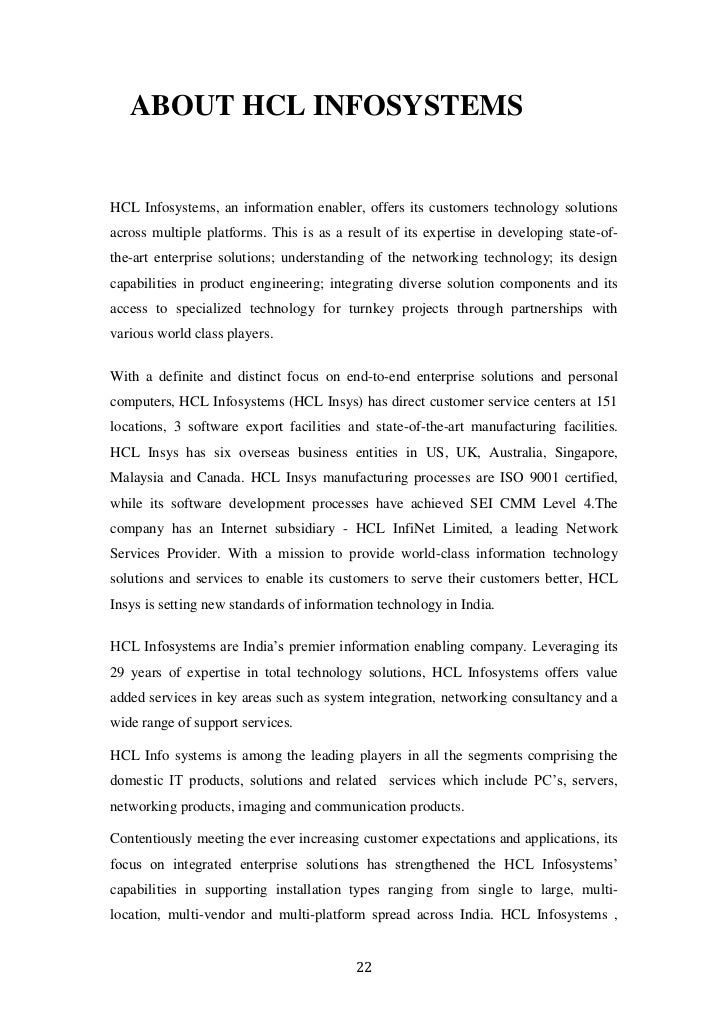 literature review of hcl infosystems literature review of hcl infosystems